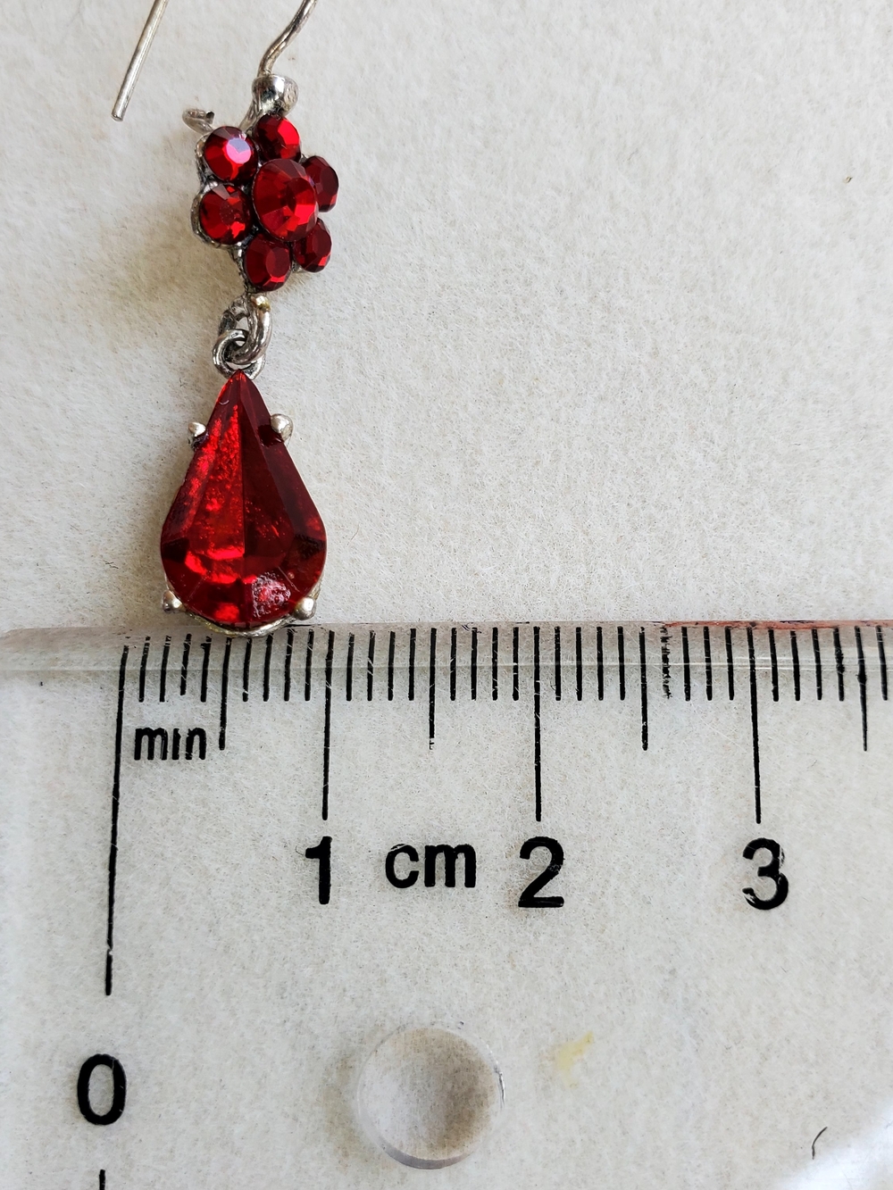 Red Teardrop & Floral Crystal Drop Earrings - Women Jewelry - Picture 9 of 10
